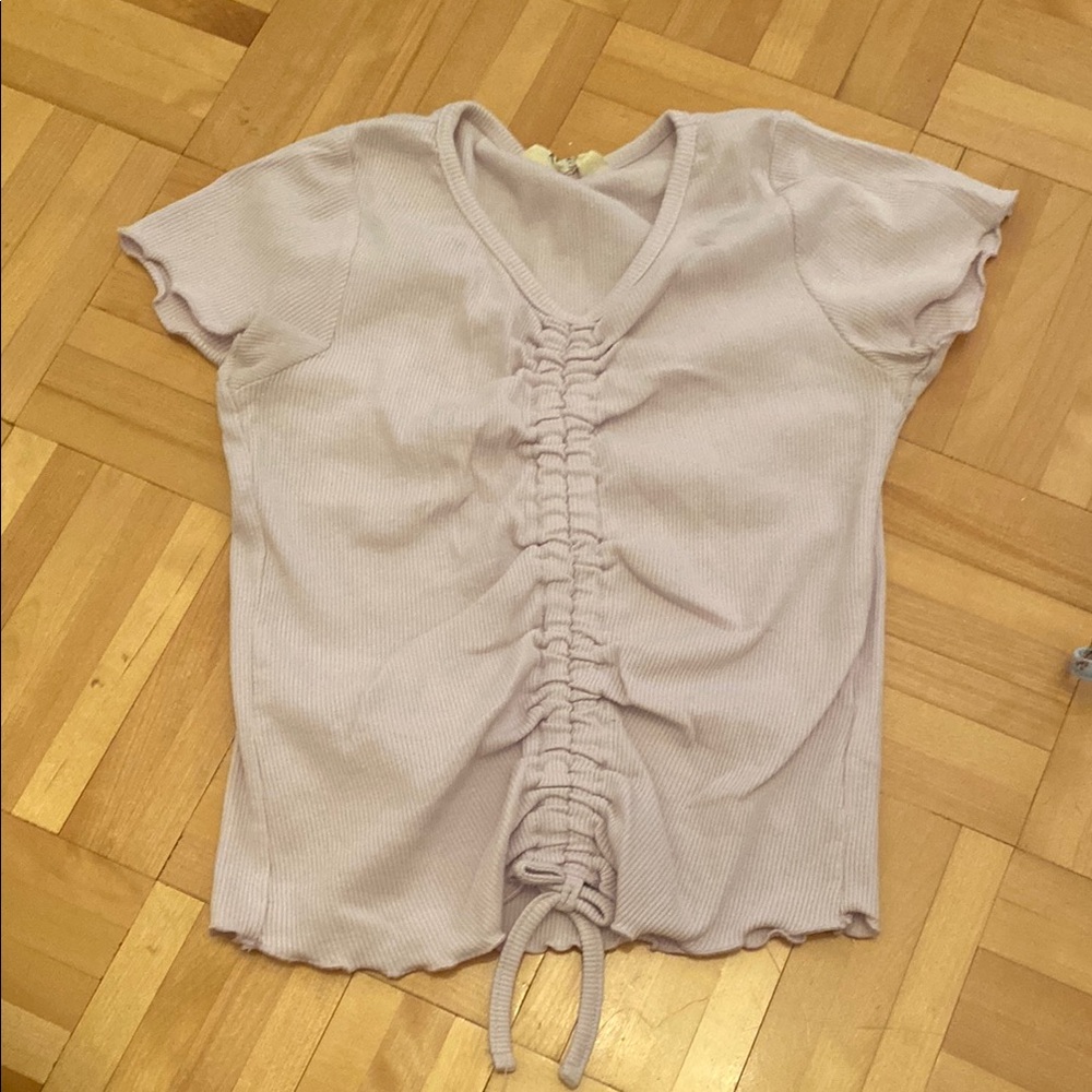 H&M Cream Ruched Tie Front Blouse